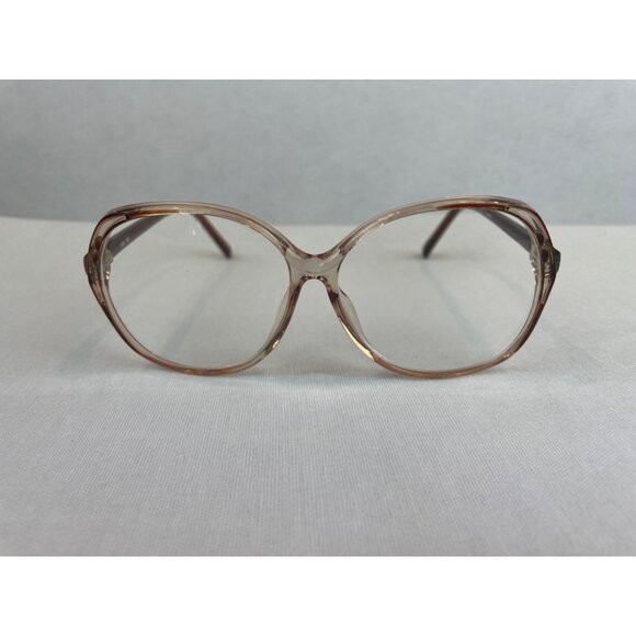 Vintage Clear & Brown Round Eyeglass Frames Full Rim - Picture 1 of 10